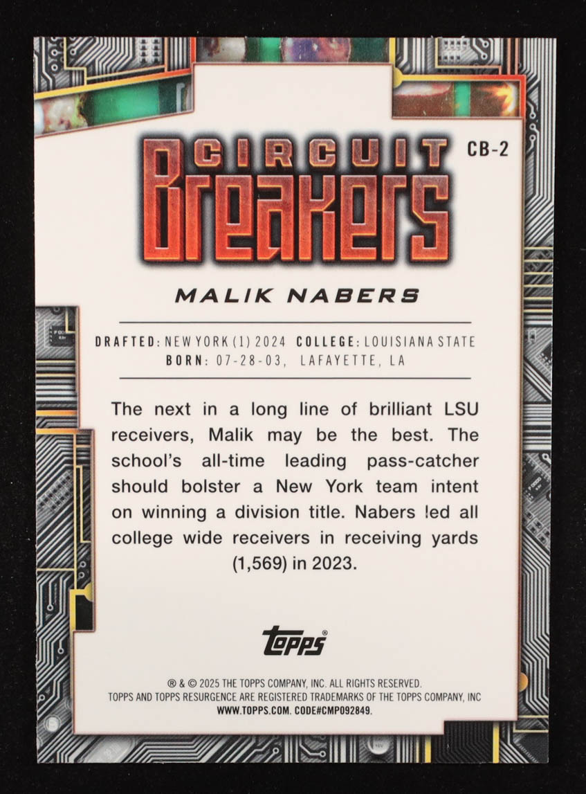 Malik Nabers 2024 Topps Resurgence Circuit Breakers Aqua Surge #CB2 RC #114/249 at PristineAuction.com Malik Nabers 2024 Topps Resurgence Circuit Breakers Aqua Surge #CB2 RC #114/249 at PristineAuction.com