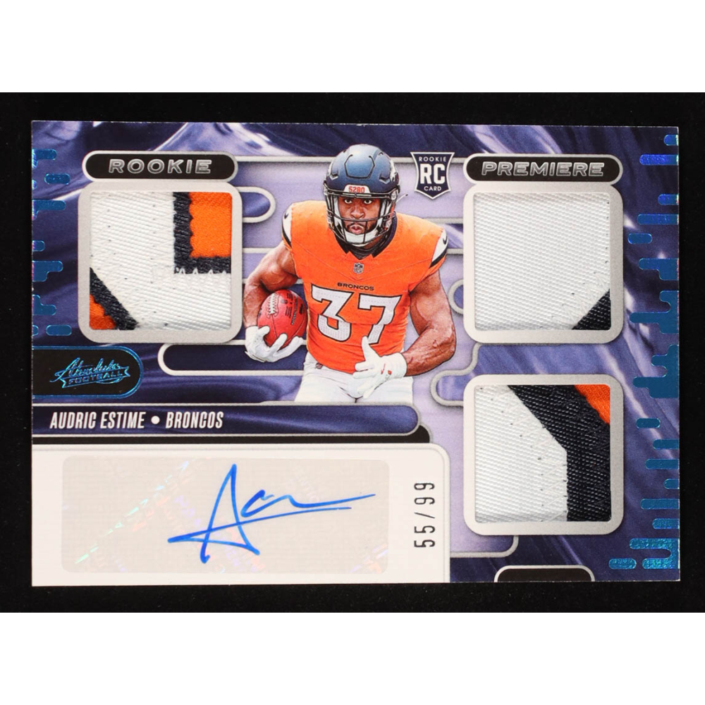 Audric Estime 2024 Absolute Rookie Premiere Materials Autographs Jumbo #222 RC #55/99 at PristineAuction.com