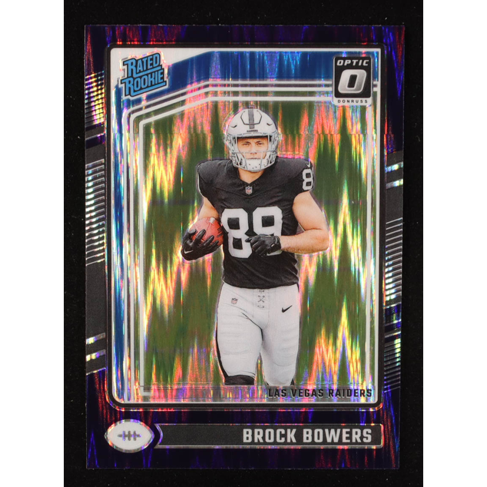 Brock Bowers 2024 Donruss Optic Purple Shock #215 RR RC at PristineAuction.com Brock Bowers 2024 Donruss Optic Purple Shock #215 RR RC at PristineAuction.com