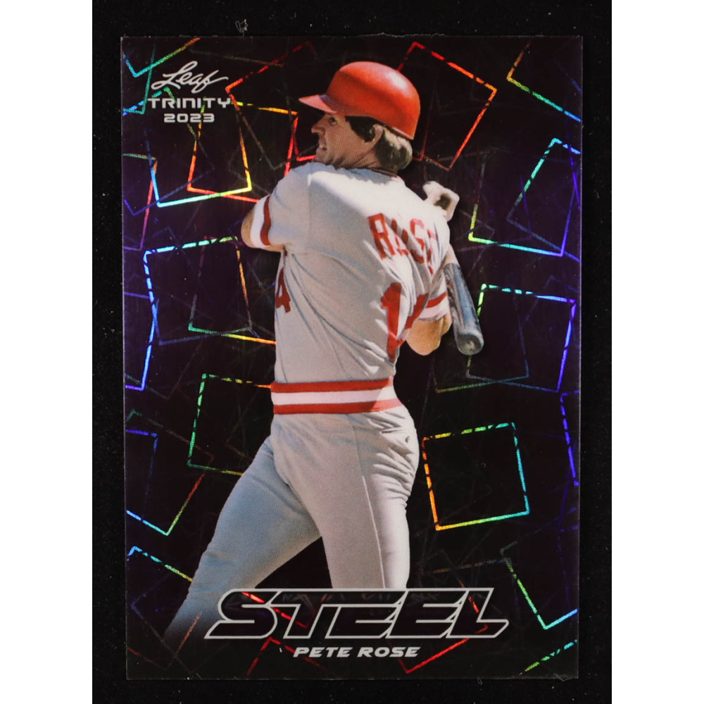 Pete Rose 2023 Leaf Trinity Mega Box Steel Lazer Purple #S55 #33/49 at PristineAuction.com