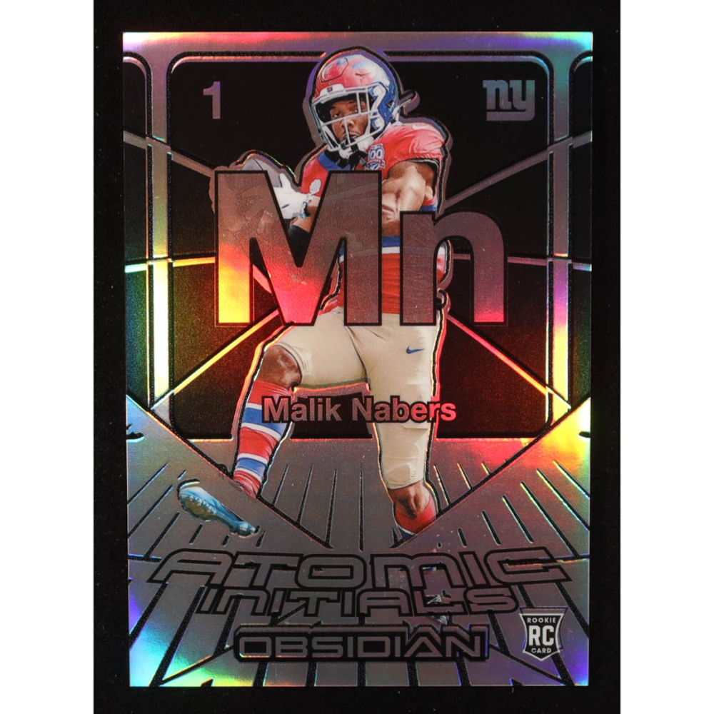 Malik Nabers 2024 Panini Obsidian Atomic Initials Silver #18 #80/99 at PristineAuction.com