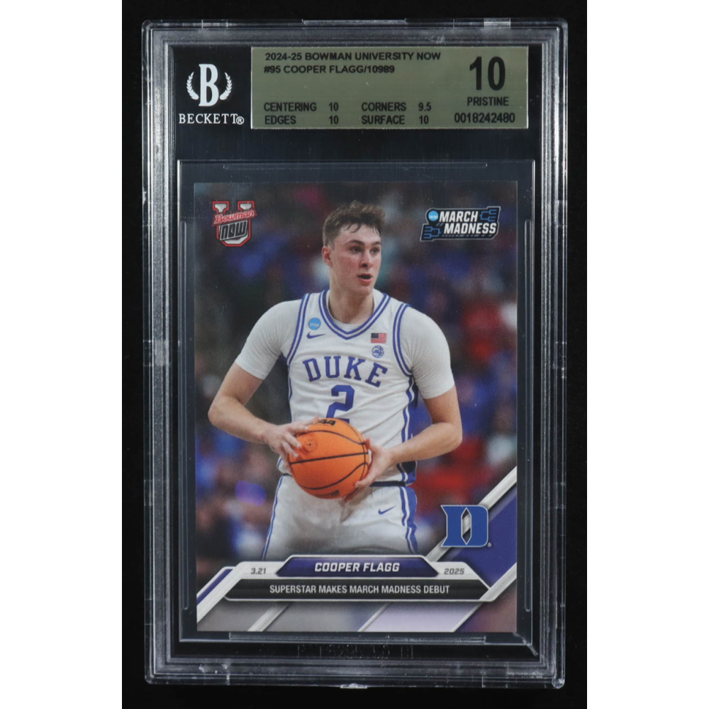 Cooper Flagg 2024-25 Bowman University Now #95 RC (BGS 10) at PristineAuction.com