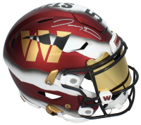 Jayden Daniels Signed Commanders Full-Size Authentic On-Field Custom Ripped Speedflex Helmet (Fanatics) at PristineAuction.com