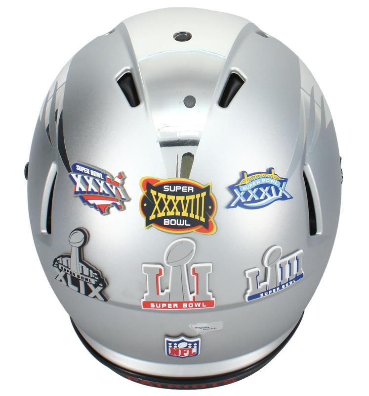 Tom Brady Signed Patriots Full-Size Authentic On-Field Custom ECC Painted Two Color Chrome Speed Helmet (Fanatics) at PristineAuction.com Tom Brady Signed Patriots Full-Size Authentic On-Field Custom ECC Painted Two Color Chrome Speed Helmet (Fanatics) at PristineAuction.com