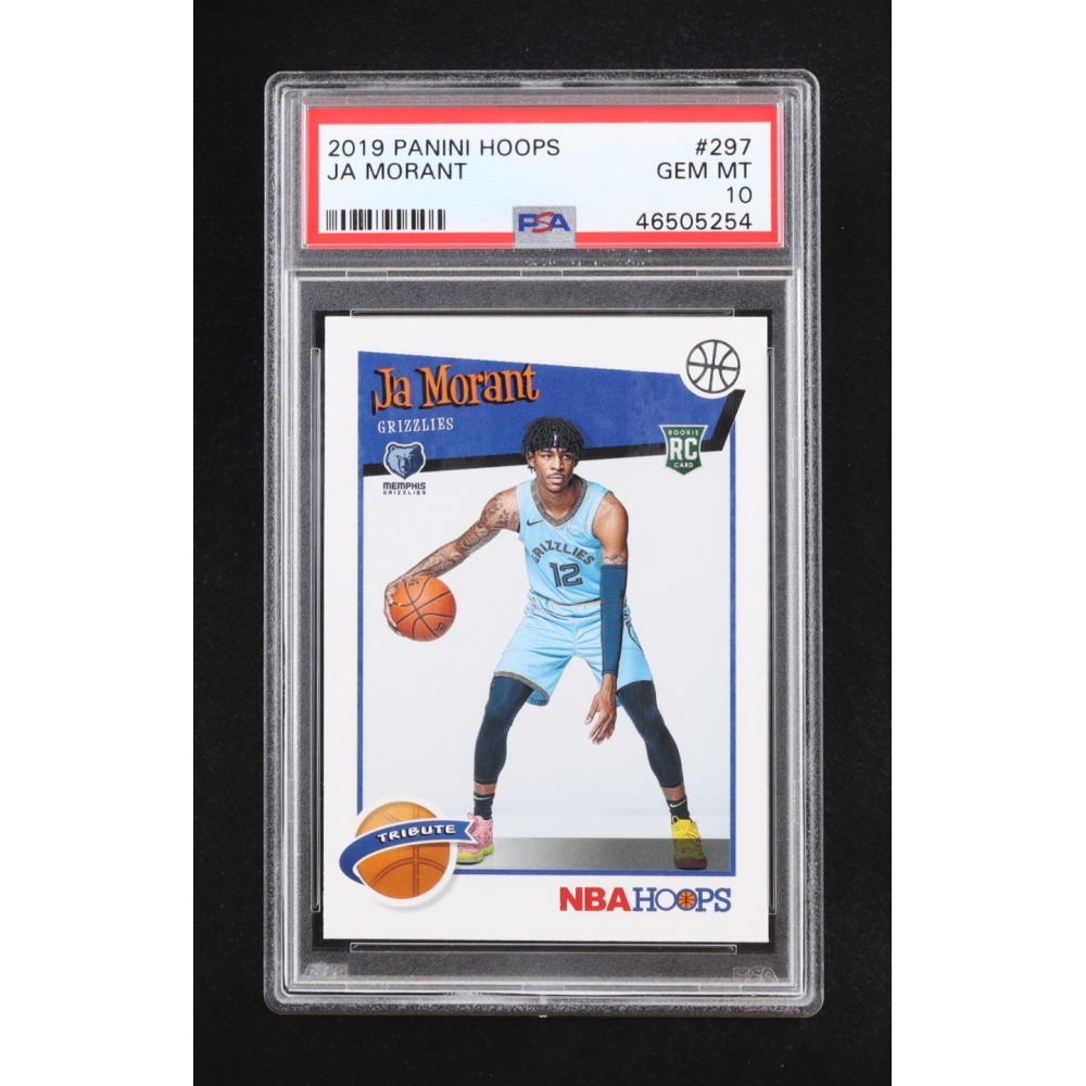 Ja Morant 2019 NBA Hoops Panini Tribute #297 RC (PSA 10) at PristineAuction.com
