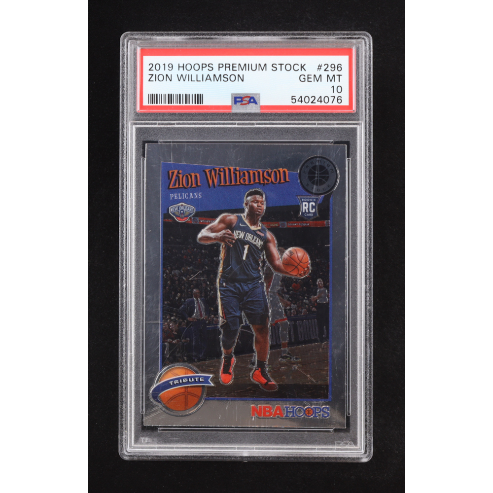 Zion Williamson 2019 Hoops Premium Stock Tribute #296 RC (PSA 10) at PristineAuction.com