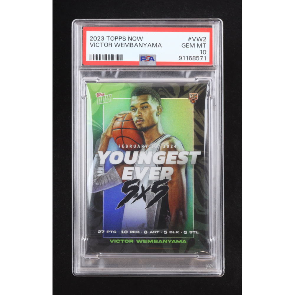 Victor Wembanyama 2023 Topps Now Youngest Ever 5x5 #VW2 RC (PSA 10) at PristineAuction.com
