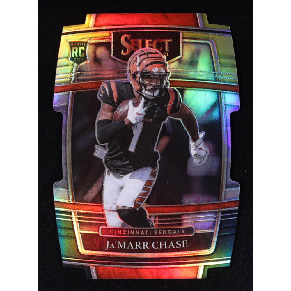 Ja'Marr Chase 2021 Select Prizm Black and Gold Die Cut #47 RC at PristineAuction.com