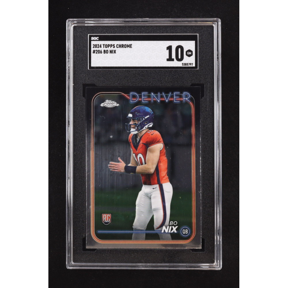 Bo Nix 2024 Topps Chrome #206 RC (SGC 10) at PristineAuction.com
