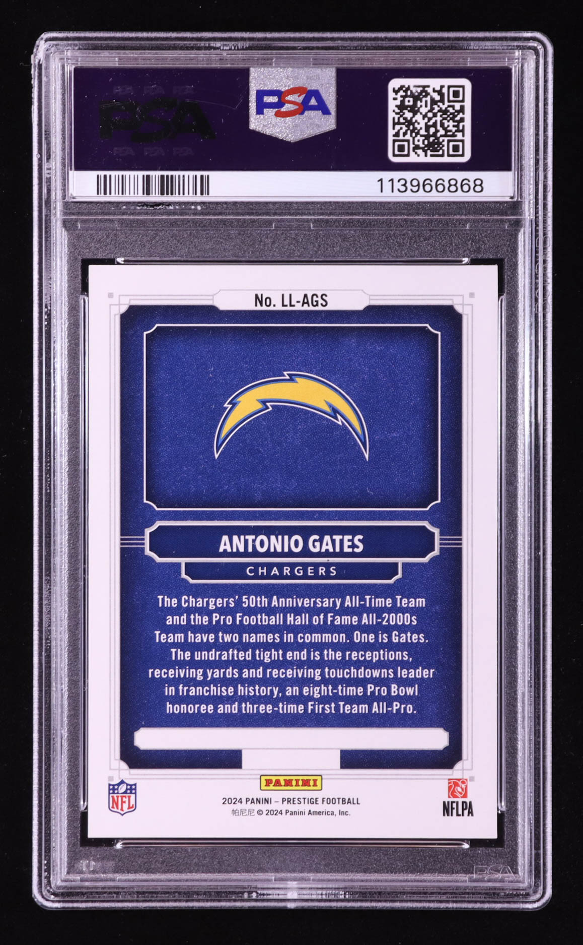 Antonio Gates 2024 Prestige Living Legends #18 (PSA 10) at PristineAuction.com Antonio Gates 2024 Prestige Living Legends #18 (PSA 10) at PristineAuction.com