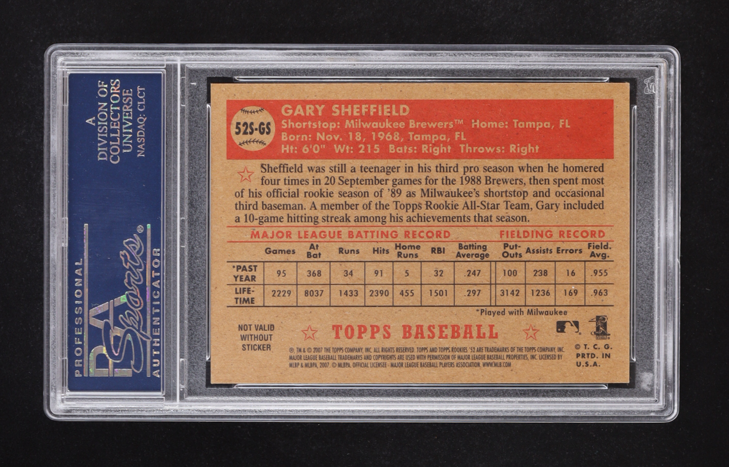 Gary Sheffield Signed 2007 Topps 52 Debut Flashbacks #DF5 (PSA) at PristineAuction.com Gary Sheffield Signed 2007 Topps 52 Debut Flashbacks #DF5 (PSA) at PristineAuction.com