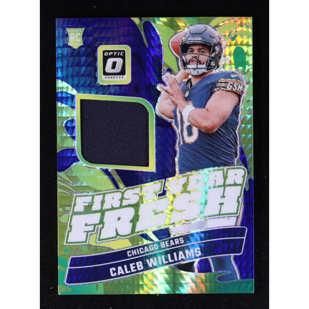 Caleb Williams 2024 Donruss Optic First Year Fresh Jerseys Blue Hyper #1 RC at PristineAuction.com