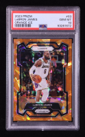 LeBron James 2023-24 Panini Prizm Prizms Orange Ice #63 (PSA 10) at PristineAuction.com