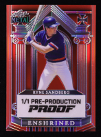 Ryne Sandberg 2024 Leaf Metal Enshrined Pre-Production Proof Prismatic Red #1/1 at PristineAuction.com
