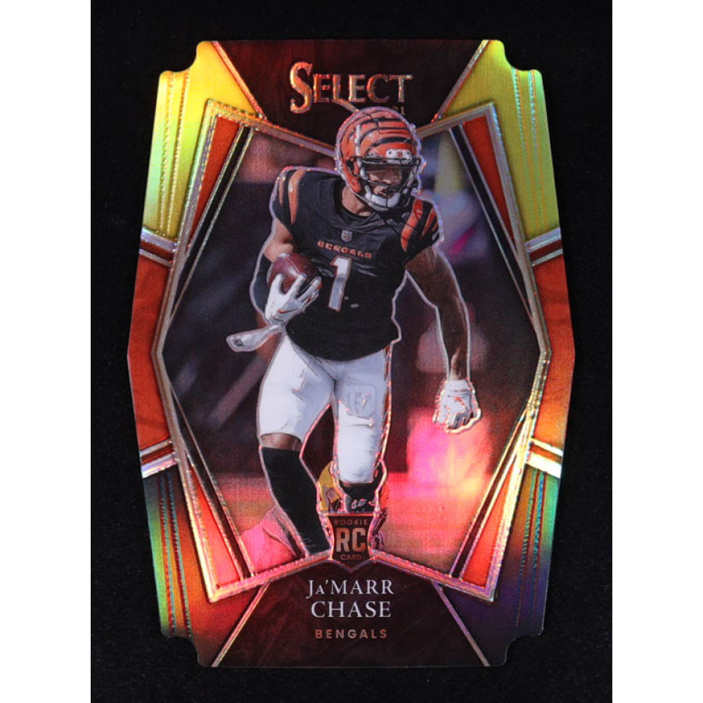 Ja'Marr Chase 2021 Select Prizm Black and Gold Die Cut #147 RC at PristineAuction.com