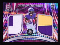 Jordan Addison 2023 Panini Spectra Rising Rookie Materials Neon Pink #16 #01/15 RC at PristineAuction.com