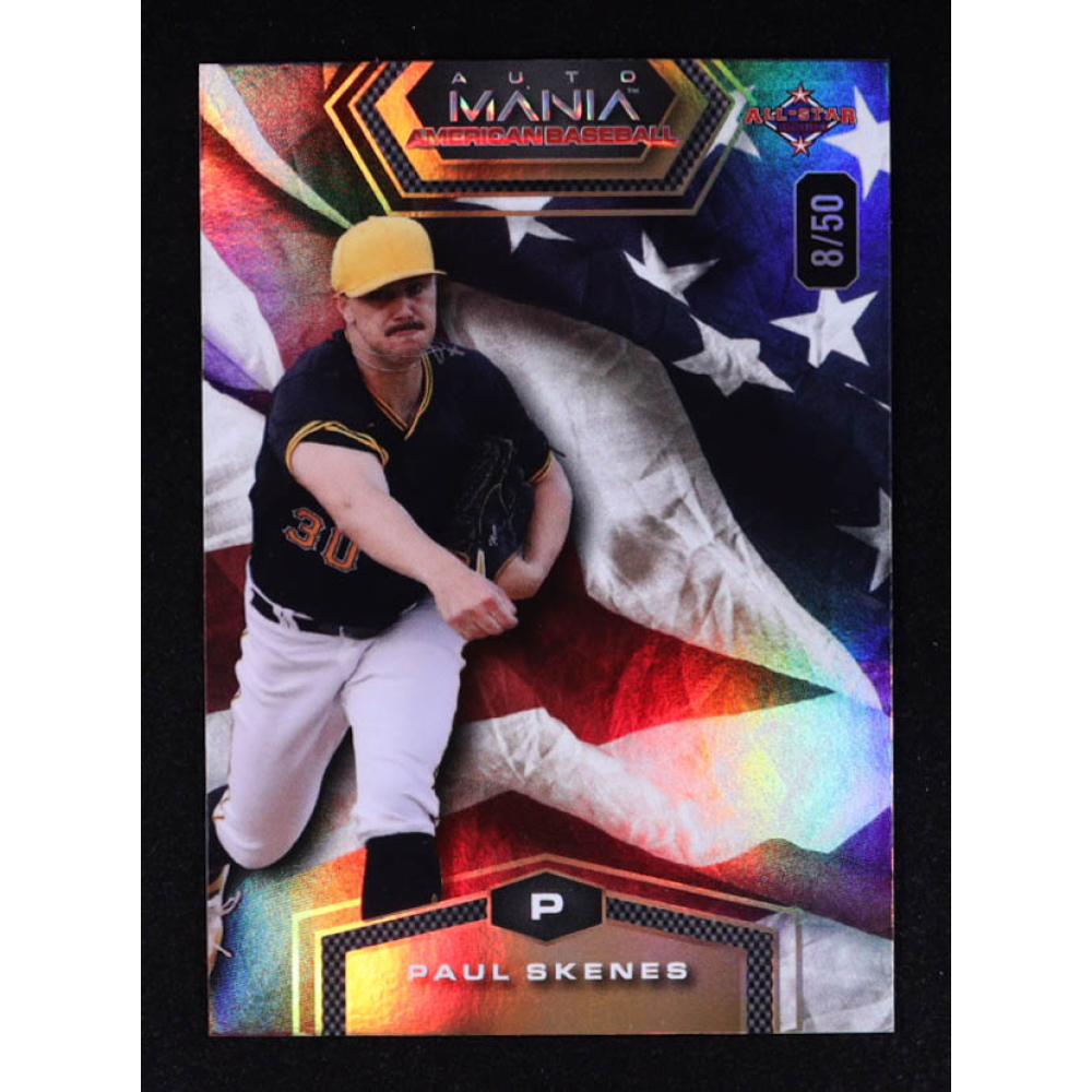 Paul Skenes 2024 Wild Card Auto Mania American Baseball American Flag Rainbow Foil #AMAH-PS2 #08/50 RC at PristineAuction.com