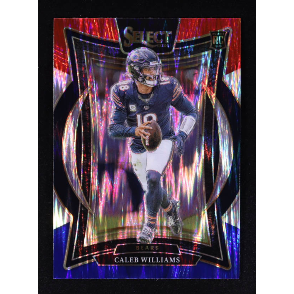Caleb Williams 2024 Select Prizm Red and Blue Shock #25 RC at PristineAuction.com