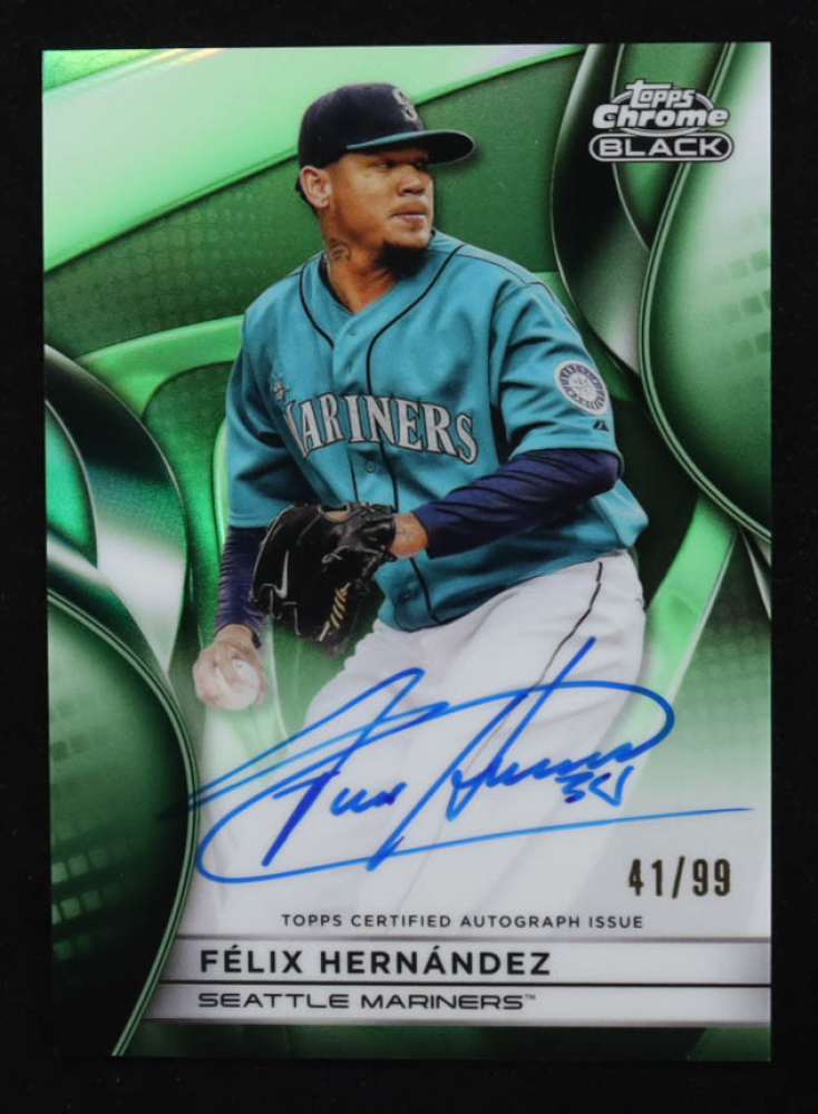 Felix Hernandez 2025 Topps Chrome Black Autographs Green Refractors #CBAFH #41/99