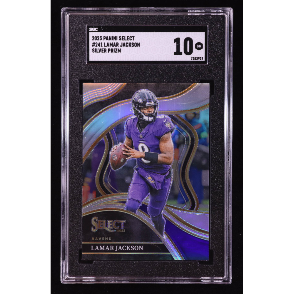 Lamar Jackson 2023 Select Prizm Silver #241 (SGC 10) at PristineAuction.com