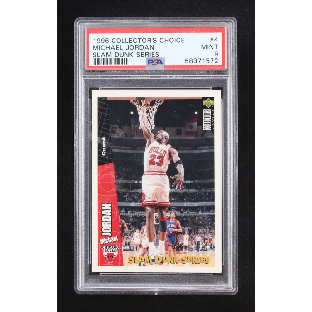 Michael Jordan 1996 Collector's Choice Slam Dunk Series #4 (PSA 9) at PristineAuction.com