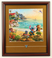 Thomas Kinkade Walt Disney's "Lilo & Stitch" Custom Framed Print Display With Retired Stitch Pin at PristineAuction.com