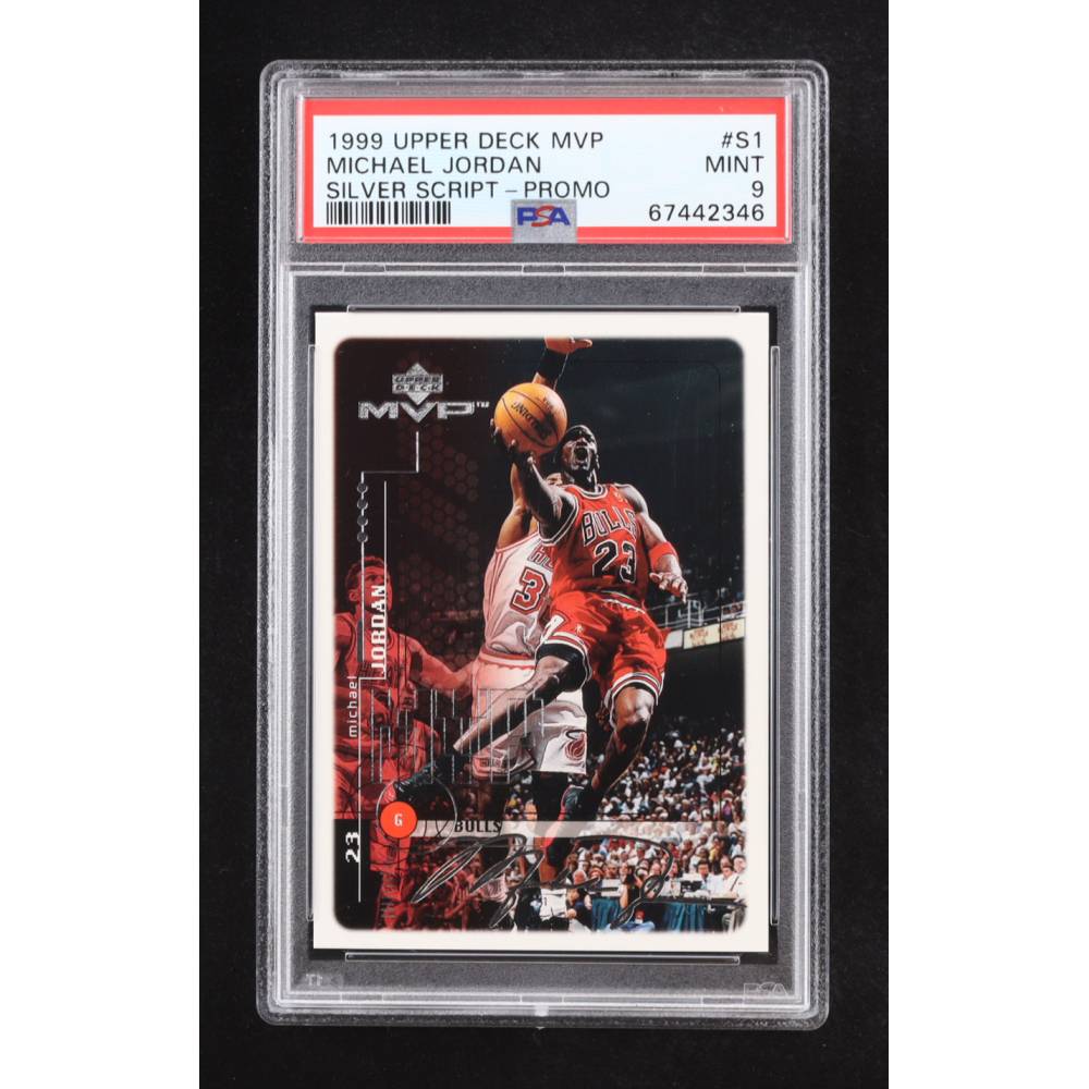 Michael Jordan 1999-00 Upper Deck MVP Silver Script #S1 (PSA 9) at PristineAuction.com