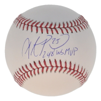 Steve Pearce Signed OML Baseball Inscribed "2018 WS MVP" (Schwartz) at PristineAuction.com