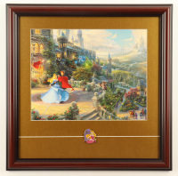 Thomas Kinkade Walt Disney's "Sleeping Beauty Dancing" Custom Framed Print Display with Princess Aurora Pin at PristineAuction.com
