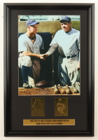 Babe Ruth & Lou Gehrig Yankees Custom Framed Photo Display with (2) 23kt Gold Trading Cards & Murders Row Plaque at PristineAuction.com