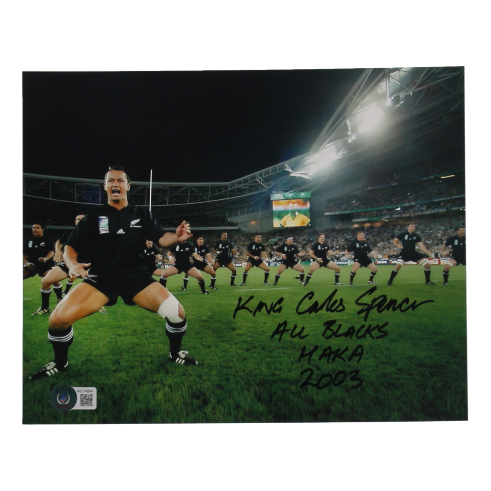 "King" Carlos Spencer Signed All Blacks 8x10 Photo Inscribed "All Blacks Haka 2003" (Beckett) at PristineAuction.com