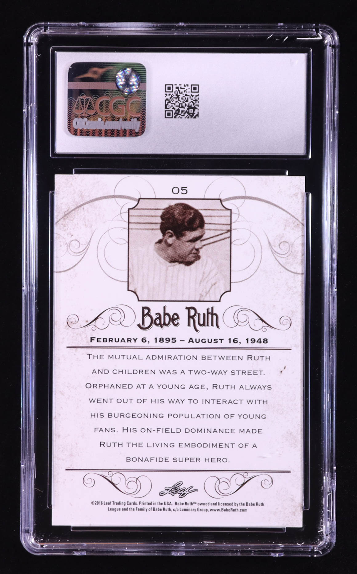 Babe Ruth 2016 Leaf Babe Ruth Collection #5 (CGC 10) at PristineAuction.com Babe Ruth 2016 Leaf Babe Ruth Collection #5 (CGC 10) at PristineAuction.com