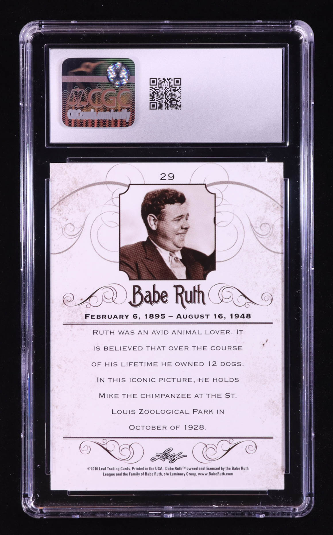 Babe Ruth 2016 Leaf Babe Ruth Collection #29 (CGC 10) at PristineAuction.com Babe Ruth 2016 Leaf Babe Ruth Collection #29 (CGC 10) at PristineAuction.com