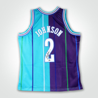 Larry Johnson Signed Hornets Mitchell & Ness Authentic Jersey (Beckett) at PristineAuction.com