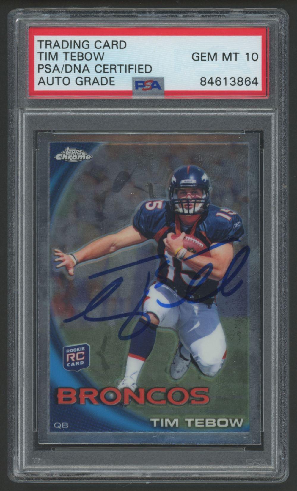 Tim Tebow Signed 2010 Topps Chrome #C100 (PSA | Auto 10) at PristineAuction.com Tim Tebow Signed 2010 Topps Chrome #C100 (PSA | Auto 10) at PristineAuction.com