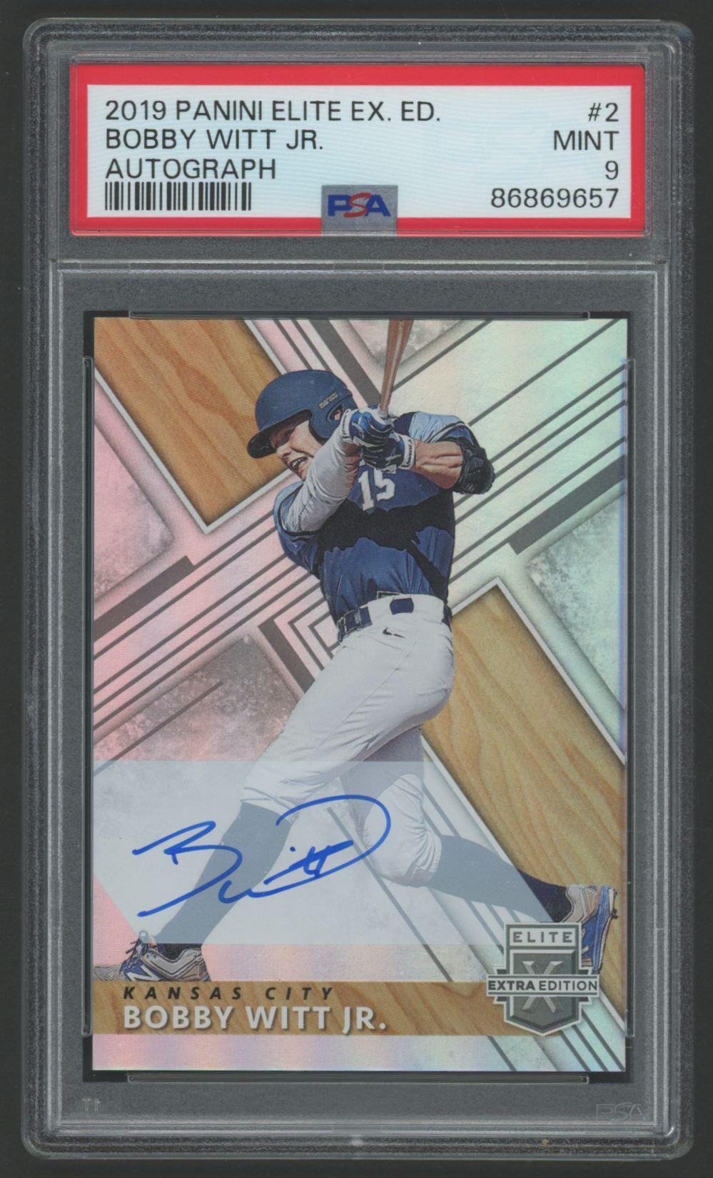 Bobby Witt Jr. 2019 Panini Elite Extra Edition Autograph #2 (PSA 9) at PristineAuction.com Bobby Witt Jr. 2019 Panini Elite Extra Edition Autograph #2 (PSA 9) at PristineAuction.com