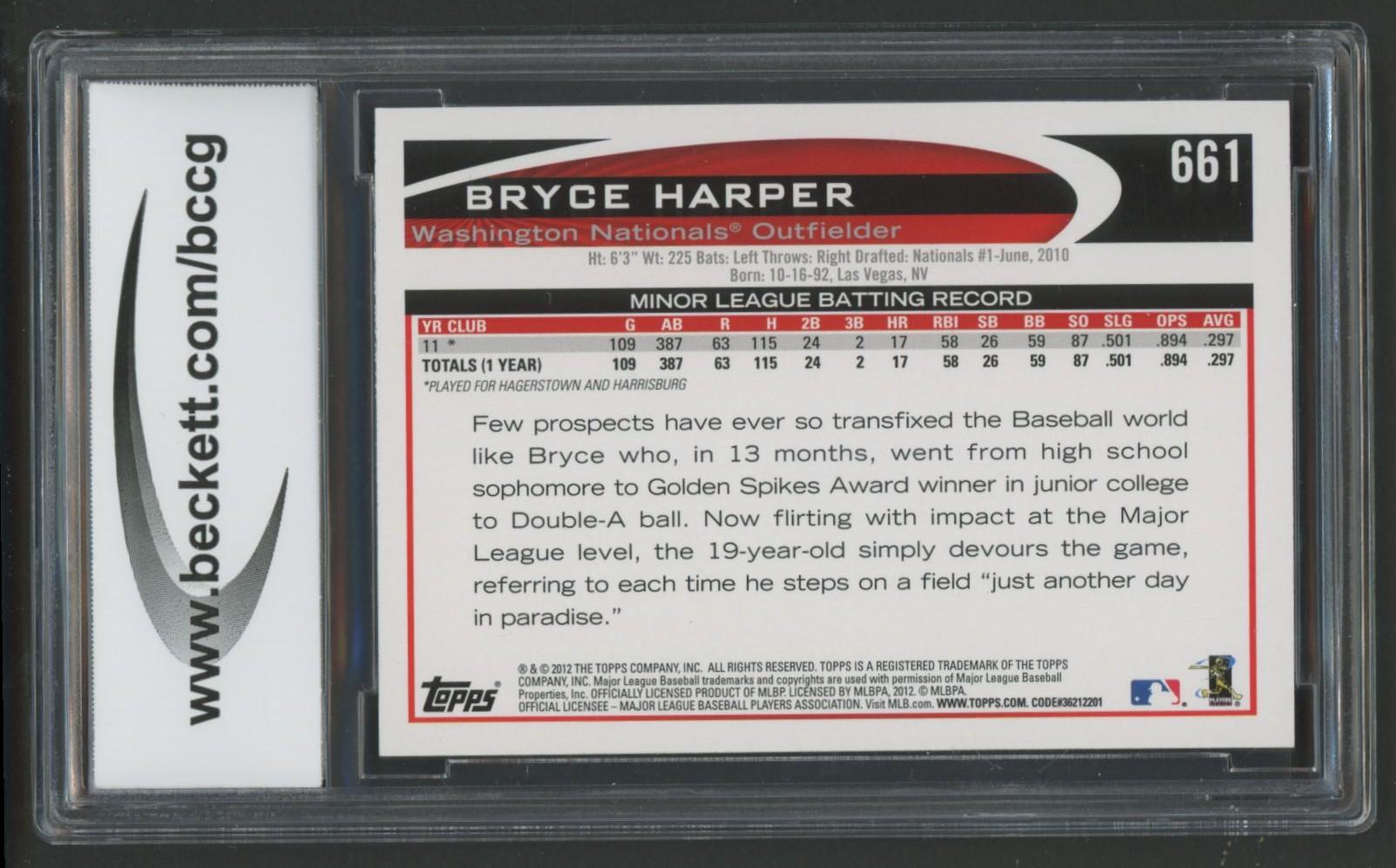 Bryce Harper 2012 Topps #661C RC / Factory Set (BCCG 10) at PristineAuction.com Bryce Harper 2012 Topps #661C RC / Factory Set (BCCG 10) at PristineAuction.com