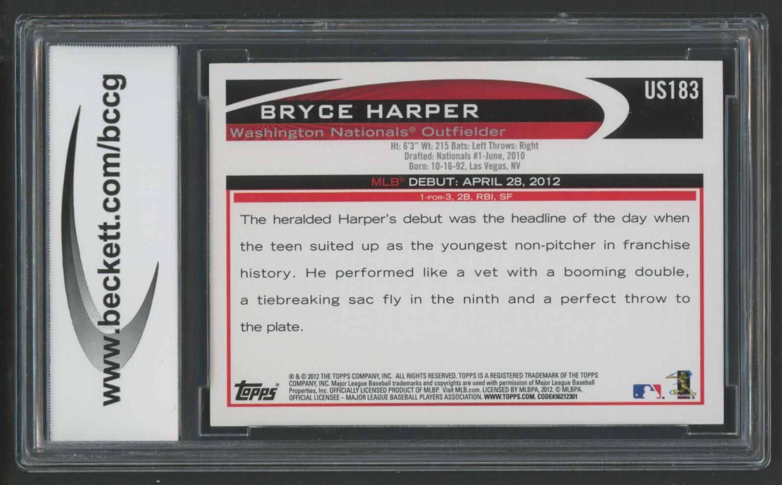 Bryce Harper 2012 Topps Update #US183 RC (BCCG 10) at PristineAuction.com Bryce Harper 2012 Topps Update #US183 RC (BCCG 10) at PristineAuction.com