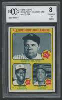 Babe Ruth 714 / Hank Aaron 673 / Willie Mays 654 1973 Topps #1 (BCCG 8) at PristineAuction.com
