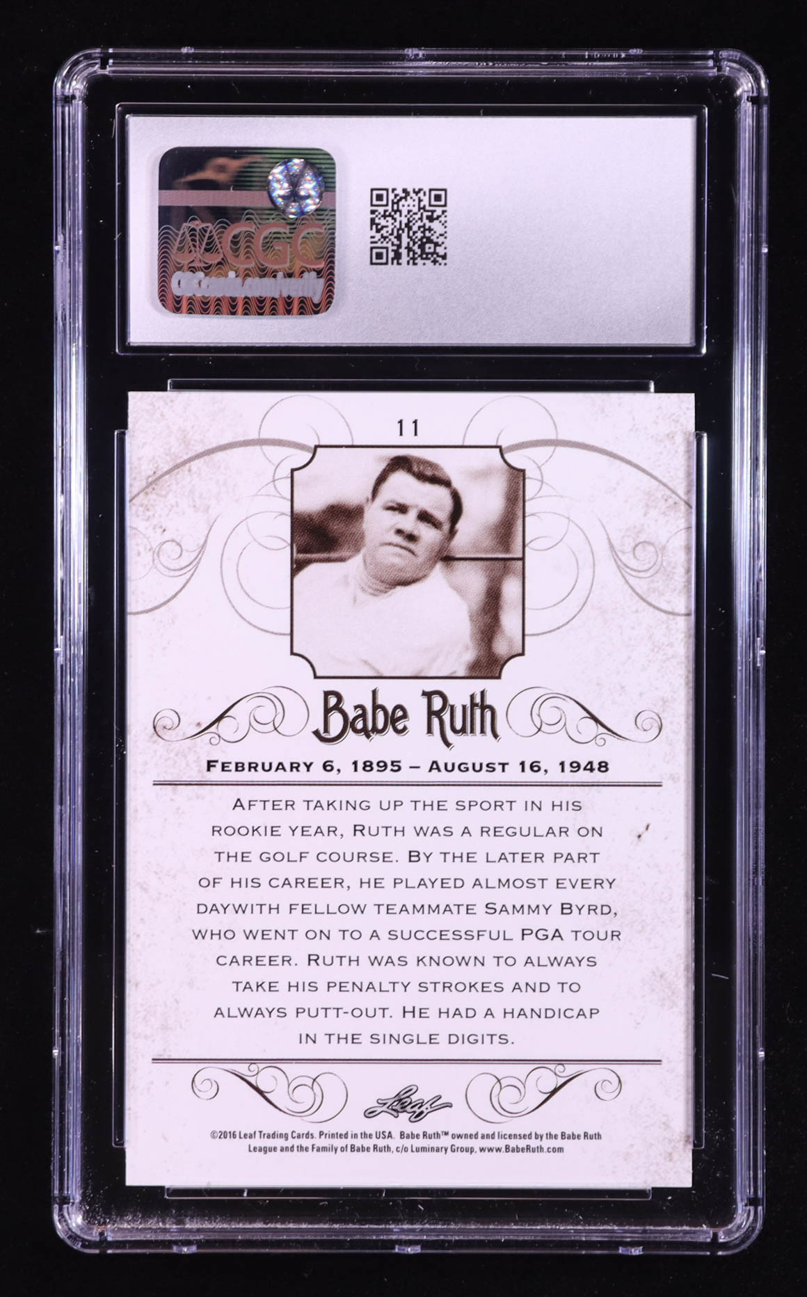 Babe Ruth 2016 Leaf Babe Ruth Collection #11 (CGC 10) at PristineAuction.com Babe Ruth 2016 Leaf Babe Ruth Collection #11 (CGC 10) at PristineAuction.com