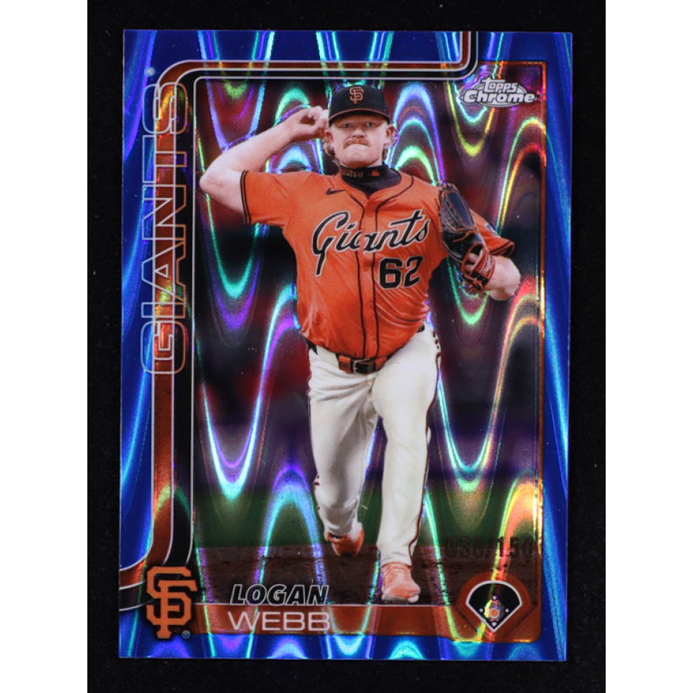 Logan Webb 2025 Topps Chrome Blue RayWave Refractors #296 #038/150 at PristineAuction.com