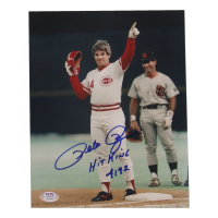 Pete Rose Signed Reds 8x10 Photo Inscribed "Hit King 4192" (PSA) at PristineAuction.com