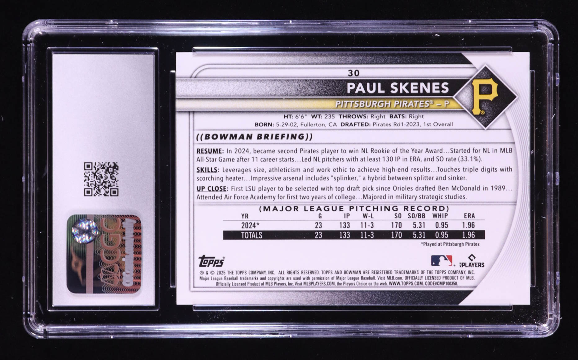 Paul Skenes 2025 Bowman #30 (CGC 10) at PristineAuction.com Paul Skenes 2025 Bowman #30 (CGC 10) at PristineAuction.com