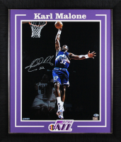Karl Malone Signed Jazz Custom Framed Photo (Beckett) at PristineAuction.com