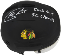 Andrew Shaw Signed Blackhawks Hockey Mini Helmet Inscribed "2013, 2015 SC Champs" (Schwartz) at PristineAuction.com