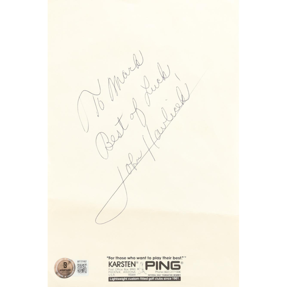 John Havlicek Signed 6x9 Notepad Page Inscribed "Best of Luck" (Beckett) at PristineAuction.com