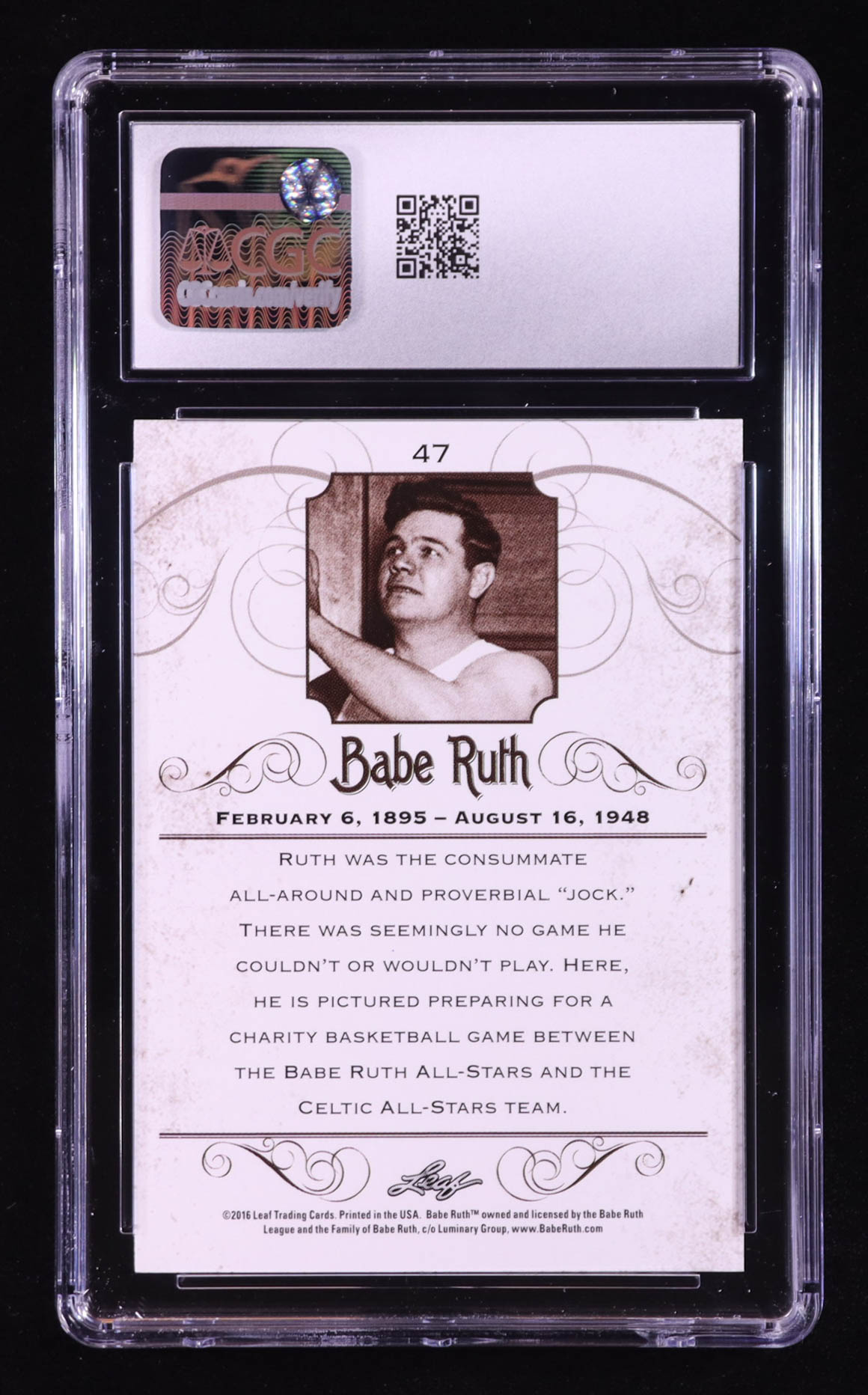 Babe Ruth 2016 Leaf Babe Ruth Collection #47 (CGC 10) at PristineAuction.com Babe Ruth 2016 Leaf Babe Ruth Collection #47 (CGC 10) at PristineAuction.com