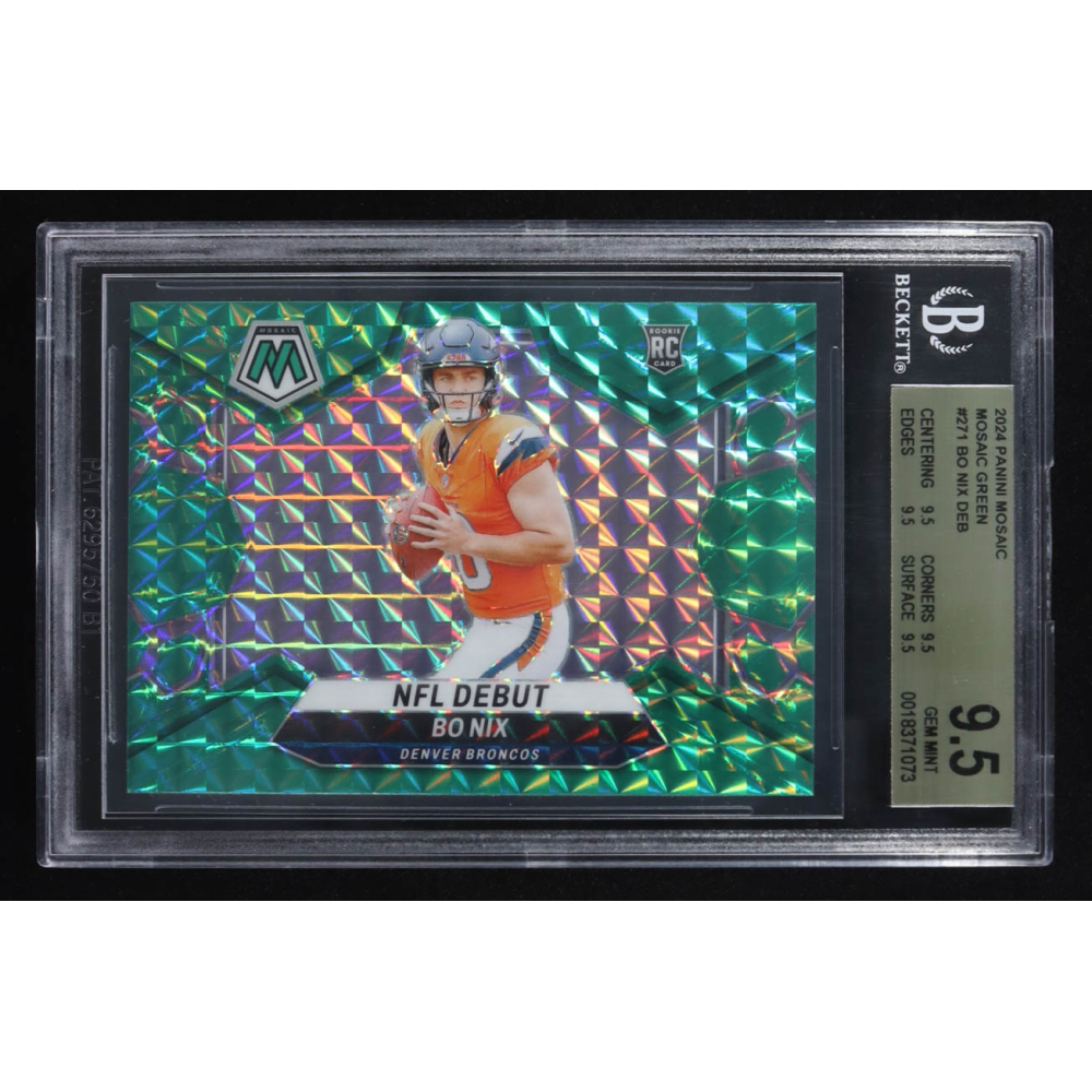 Bo Nix 2024 Panini Mosaic Mosaic Green #271 DEB RC (BGS 9.5) at PristineAuction.com