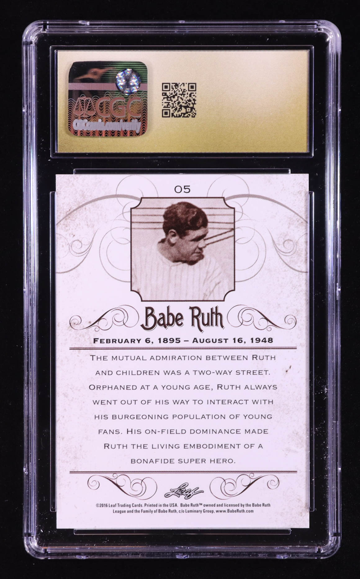 Babe Ruth 2016 Leaf Babe Ruth Collection #5 (CGC Pristine 10) at PristineAuction.com Babe Ruth 2016 Leaf Babe Ruth Collection #5 (CGC Pristine 10) at PristineAuction.com