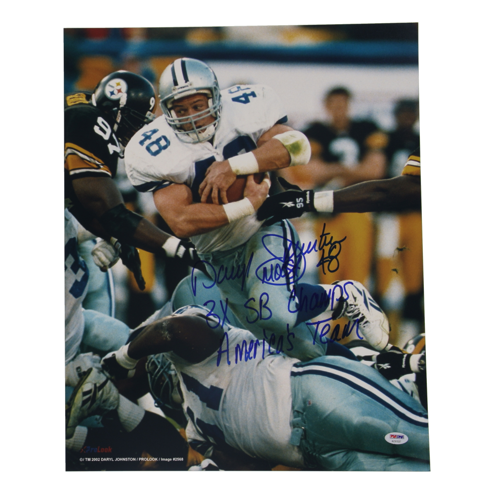 Daryl "Moose" Johnston Signed Cowboys 16x20 Photo Inscribed "3x SB Champs" & "America's Team" (PSA) at PristineAuction.com